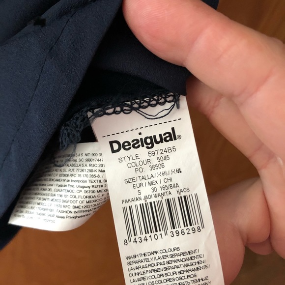 Desigual top, navy with black velvet detail, S - Picture 10 of 10